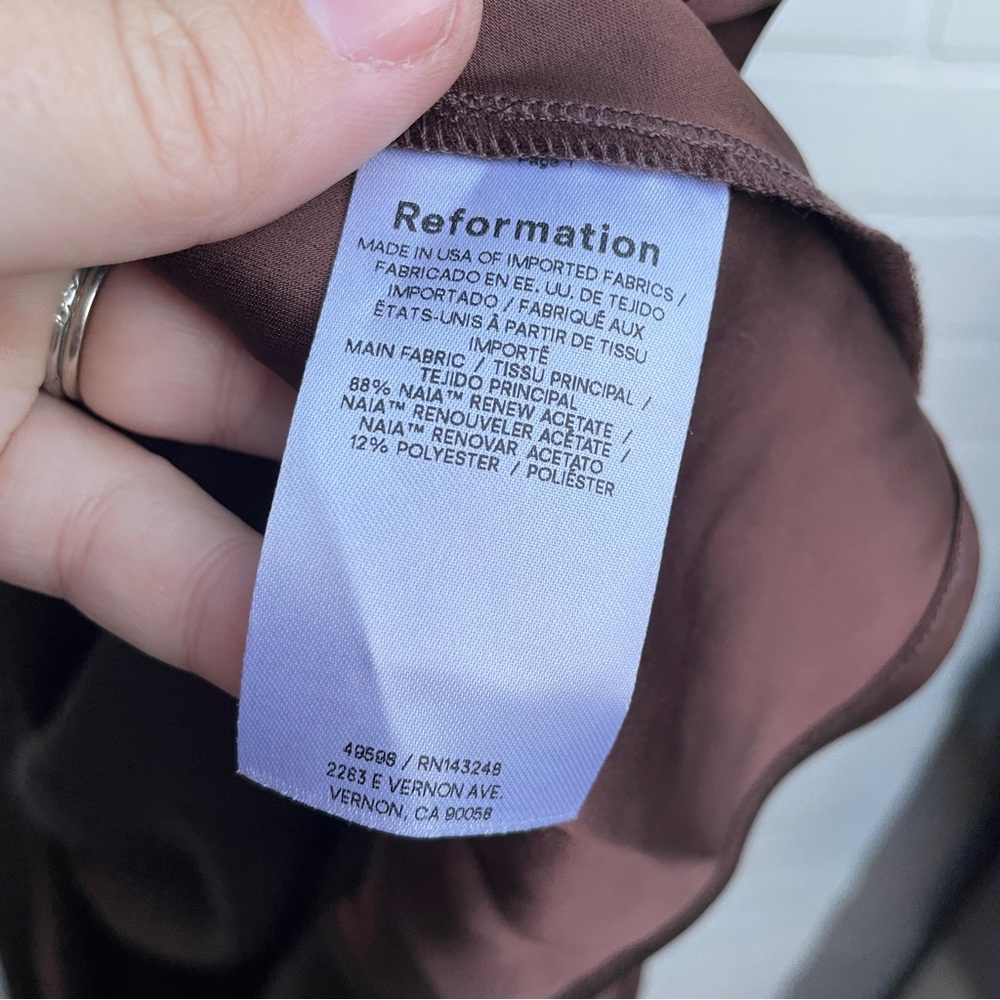 Reformation NEW with tags Nitara Satin Cafe Brown High Neck Midi Dress - Picture 10 of 13
